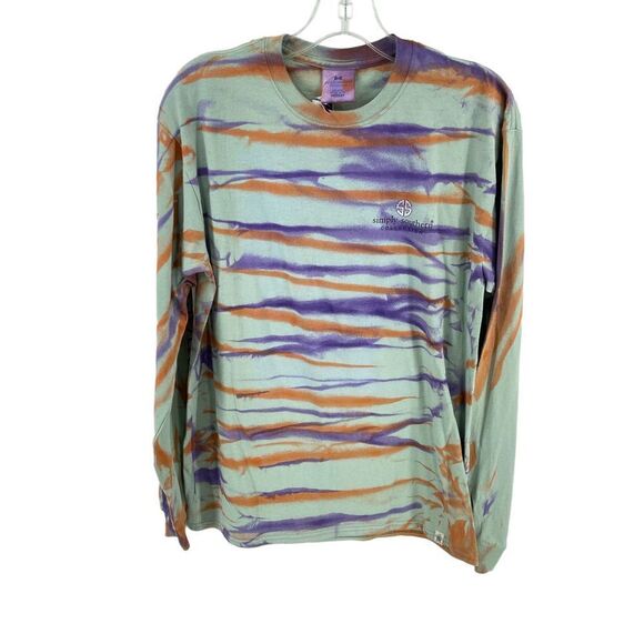 Simply Southern upcycled West Virginia Medium tie dye NEW NWT purple orange stri - Picture 8 of 8